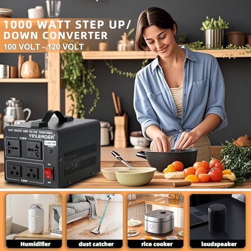 Yinleader 1000W 120V EE.UU. a 100V Japón Convertidor de Voltaje Paso Abajo/Arriba Transformador Ideal para Tocadiscos Japonés YL-USJP-1000