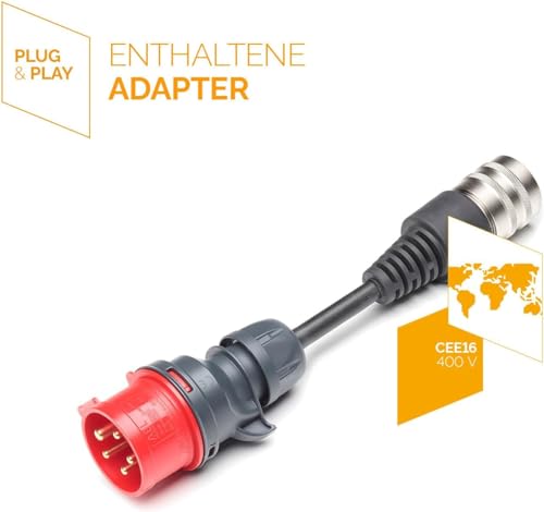 Juice Booster 2 Starter Set, Wallbox móvil 22 kW Sin instalación, Cargador para BEV con cable de carga tipo 2 E Car, Súper ligero y flexible, Resistente al agua IP67, Incluye adaptador CEE16 Rojo Trifásico