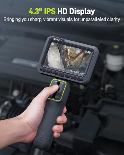Anykit Boroscopio articulado bidireccional, cámara de serpiente de alta definición 1080P con luz, endoscopio industrial IPS de 4.3 pulgadas, cámara de alcance impermeable de 0.217 in para automoción