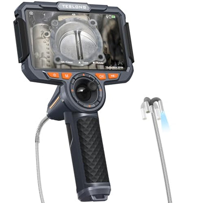 Teslong Boroscopio articulado de 4 vías de 0.154 in con luz, cámara de inspección de endoscopio IPS de 6 pulgadas con sonda articulada 360, dispositivos flexibles para mecánicos automotrices, cámara