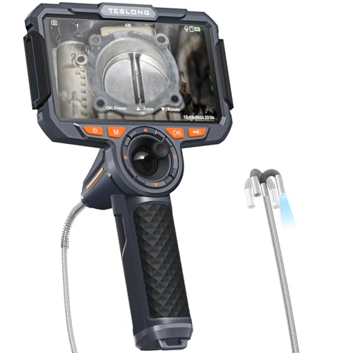 Teslong Boroscopio articulado de 4 vías de 0.154 in con luz, cámara de inspección de endoscopio IPS de 6 pulgadas con sonda articulada 360, dispositivos flexibles para mecánicos automotrices, cámara