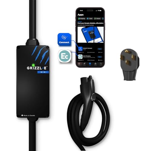 Grizzl-E Mini Connect - Cargador portátil para vehículos eléctricos (EV) de nivel 1-2 de hasta 40 amperios, certificado UL, estación de carga rápida para automóvil eléctrico para interiores y