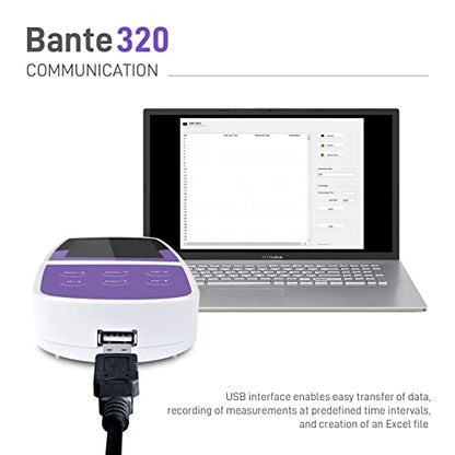 Medidor portátil de iones de pH Bante 320 | Medidor de iones portátil | Contiene modos de medición de pH, ORP e iones | Precisión ± 0.002 pH, ± 0.2 mV, ± 1% F.S. | 500 juegos de almacenamiento de datos