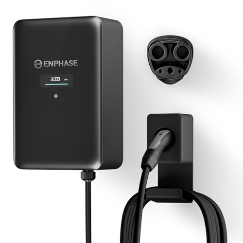 Cargador Enphase IQ EV 2 | Cargador inteligente de nivel 2 de 48A (hasta 11.5 kW, 240 V) | Wi-Fi + Bluetooth | Conexión directa | Certificado UL | Cable de 25 pies | NACS | Para interiores IQ-EVSE-NA-1060-0101-1120