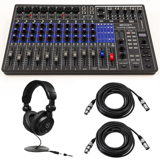 Zoom LiveTrak L12next Mezclador/grabador digital de 12 canales , paquete con cabezal de monitor ZOZL12NEXTK