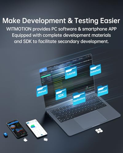 [Acelerómetro Bluetooth 5.0+Inclinómetro] WT9011DCL MPU9250 Giroscopio de 9 ejes de alta precisión+Ángulo (XY 0.2° Precisión)+Magnetómetro con filtro Kalman, sensor AHRS IMU de 3 ejes de baja potencia