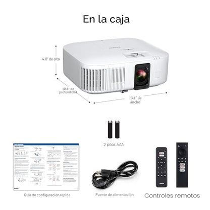 Epson Home Cinema 2350 4K PRO-UHD Proyector Inteligente para Juegos con Android TV, 3-Chip 3LCD, HDR10, HLG, 2,800 Lúmenes, Baja Latencia, Altavoz de 10 W, Bluetooth, Capacidad de Transmisión V11HA73020