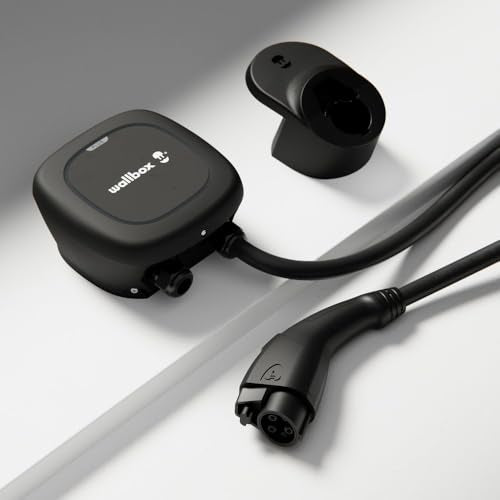 Wallbox Pulsar Plus - Cargador inteligente para vehículos eléctricos de nivel 2, ultracompacto, WiFi, Bluetooth, Alexa/Google Home, Energy Star y certificado UL, cable de 25 pies, EVSE para interiores PUP1-U-1-ALL Ensablamado en USA