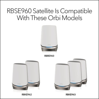 NETGEAR Orbi Quad-Band WiFi 6E Mesh System (RBKE963), enrutador con 2 extensores de satélite, cobertura de hasta 9000 pies cuadrados, 200 dispositivos, puerto de Internet de 10 gig, AXE11000 802.11