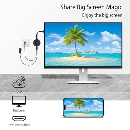Adaptador de pantalla HDMI inalámbrico 5G, dongle Miracast 4K, espejo de pantalla para teléfono inteligente, Android, tableta, laptop, ventana a HDTV/monitor/proyector, DLNA compatible, Miracast