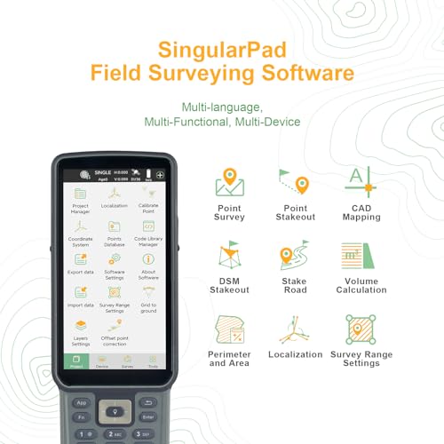 RTK GNSS Equipo de topografía con GPS portátil Rover para topografía, controlador de mano y software de topografía, para construcción y planificación de diseño geodésico o de levantamiento