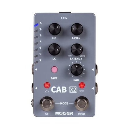 MOOER CAB X2 Dual Footswitch Cab Sim IR Carga Estéreo Gabinete Simulación Pedal con 14 Presets Ranuras Compatible con Edición de Software
