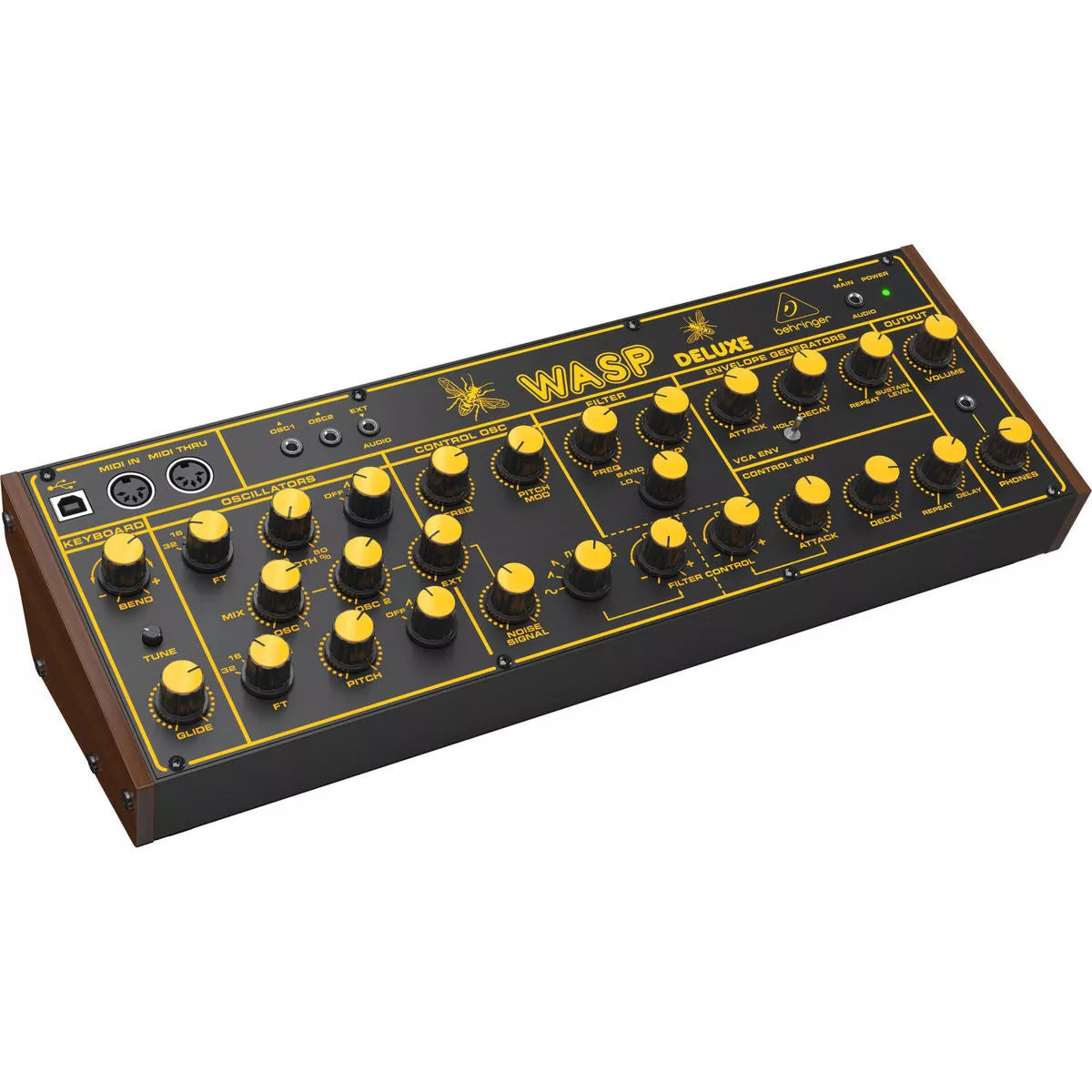 Legendario sintetizador analógico Behringer WASP DELUXE con dos OSC y VCF multimodo