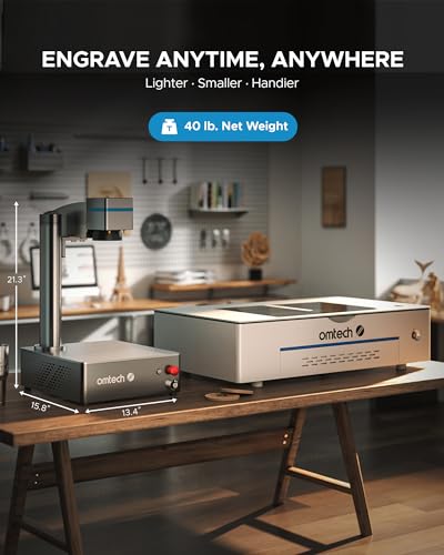 OMTech Grabador láser de fibra de 30 W, máquina de marcado láser compatible con LightBurn con puntero de punto rojo para marcado de metal, máquina de grabado de metal de 5.9 x 5.9 pulgadas con vida LYF-30BW