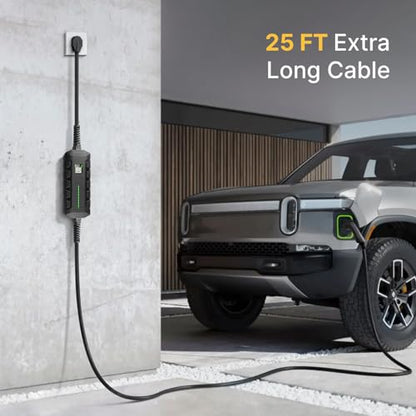 Morec Cargador EV de nivel 2 certificado ETL/UL, estación de carga doméstica de 40 A 9.6 KW, NEMA 14-50 240 V, cargador portátil EV con cable de 25 pies para automóviles SAE J1772