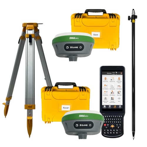 Colector de estación base SMA26 RTK GPS Rover RTK con software permanente para Rover, IMU RTK Tilt Surveying, 30-60 grados, 0.2-1.0 in de precisión, rango de 3.1-5.0 mi (incluye trípode y poste)