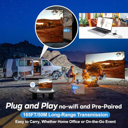 YAOMAISI Transmisor y receptor inalámbrico HDMI G9R PRO - Expansión inalámbrica de múltiples TV, kit de extensor Plug & Play, 2.4G/5G @60Hz 50M/165FT- Transmisión de video a HDTV/monitor desde computadora portátil/PC G9R PRO