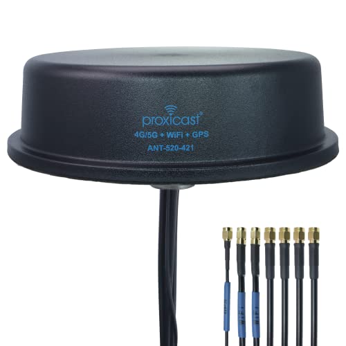 Proxicast Antena de vehículo 7 en 1 de grado profesional MIMO 4G/5G + WiFi + GPS de combinación flexible para vehículo, compatible con Cisco, Cradlepoint, Digi, Peplink y otros módems/enrutadores