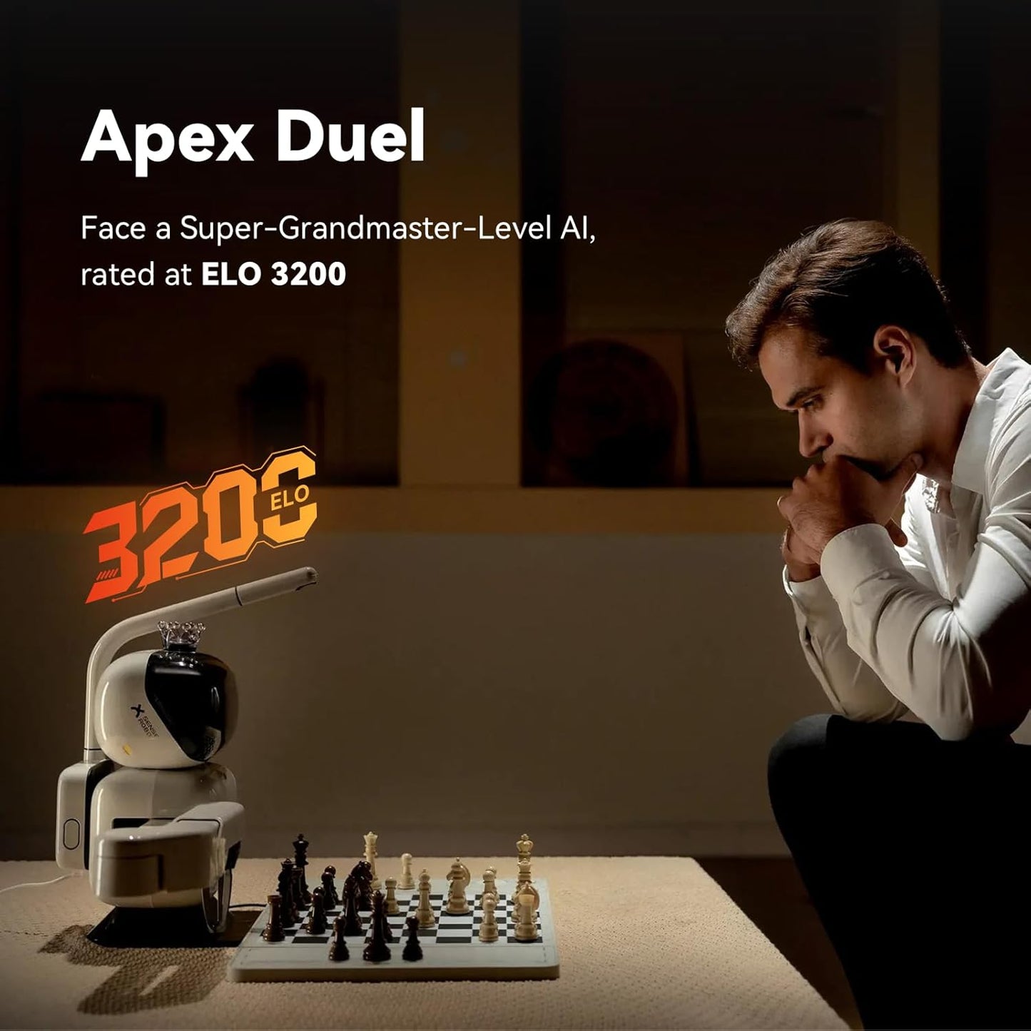 Robot de ajedrez AI RC3G-N con brazo robótico tablero de ajedrez electrónico para computadora, 25 niveles de IA, más de 1200 ejercicios, entrenador de final, reproducción de juegos clásicos