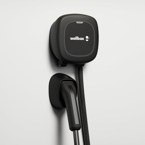 Wallbox Pulsar Plus - Cargador inteligente para vehículos eléctricos de nivel 2, ultracompacto, WiFi, Bluetooth, Alexa/Google Home, Energy Star y certificado UL, cable de 25 pies, EVSE para interiores PUP1-U-1-ALL Ensablamado en USA