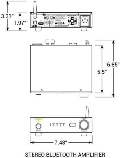 VOLT Sistema de audio para exteriores OHM 4.1 con 4 altavoces satélite, subwoofer y amplificador Bluetooth, proporciona cobertura de hasta 1300 pies cuadrados VAU-KIT3-PBZ
