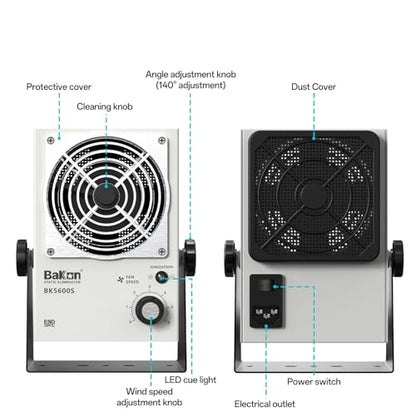 BAKON Ventilador de iones antiestático BK5600S, Ventilador eléctrico iónico, Eliminador estático, Mantenimiento de fabricación electrónica, Laboratorio de investigación científica, Embalaje de chips para eliminar la electricidad estática