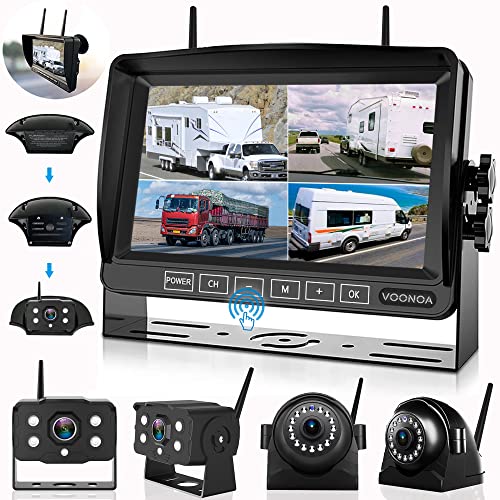 Sistema de cámara inalámbrica 1080P RV, IP69, impermeable, visión nocturna, cámara de visión trasera lateral con monitor HD de 7 pulgadas para caravana, camión, remolque, cámper