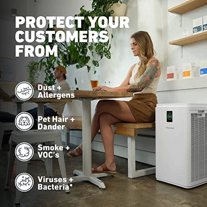 HATHASPACE Purificador de aire de doble filtración para el hogar, habitación oficina, con filtro de aire HEPA alergias, humo, limpiador de aire inteligente silencioso, elimina el 99.9% del polvo, moho, caspa de mascotas, olores, polen HSP003 H13