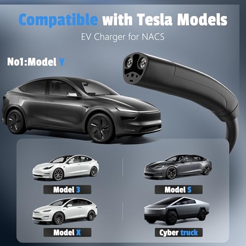 Cargador Tesla de nivel 2 de 40 amperios, cargador portátil EV para Tesla, conector NACS, cargadores de coche eléctricos para Tesla modelo Y/3/S/X, pantalla LED y control de aplicación 240V #NFC-NACS-US