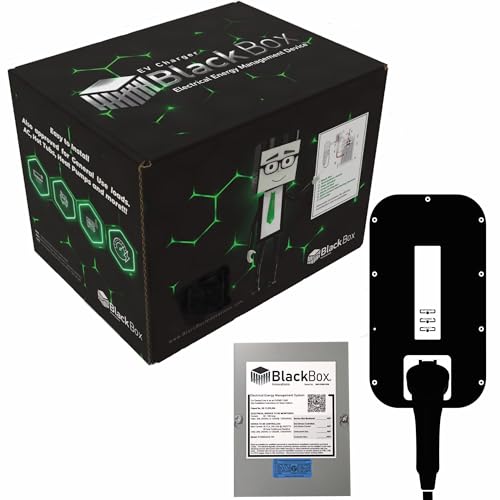 Cargador EV BLACKBOX 240V 125A a 200A Service– No requiere actualización del panel eléctrico o actualización de servicio. Permite 240 voltios hasta 48 amperios (60A) EV velocidad de carga rápida EV ‎EVEMS240-200