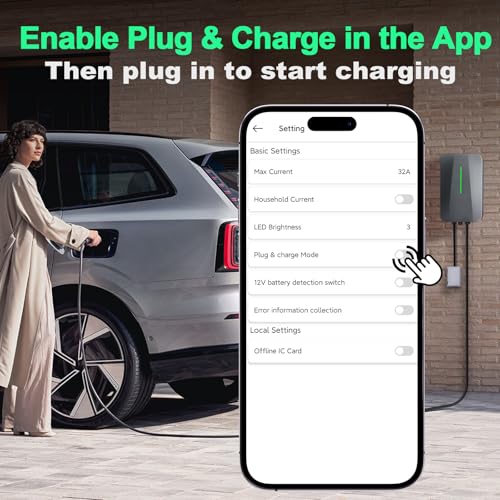 LEISHENG ENERGY Cargador EV de nivel 2 para J1772, cargador de coche eléctrico de 240 V, enchufe NEMA 14-50P 48A, cable de 25 pies, IP65, APP US-SP-115