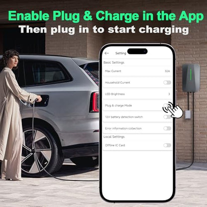 LEISHENG ENERGY Cargador EV de nivel 2 para J1772, cargador de coche eléctrico de 240 V, enchufe NEMA 14-50P 48A, cable de 25 pies, IP65, APP US-SP-115