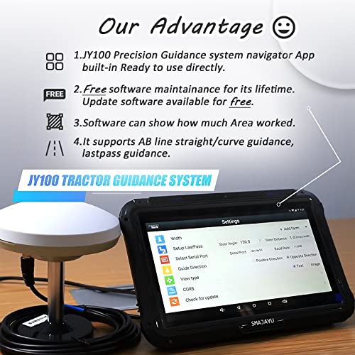 JY100 V1 Tractor Sistema de guía GPS 11.8 in Precisión Alta Precisión Agricultura GPS Fuerte Anti-Interferencia GNSS Antena, Funciona Sin Internet Adecuado para Varios Tractores