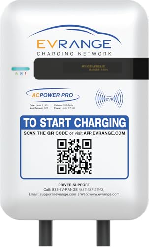 EV RANGE Estación de carga comercial para vehículos eléctricos, compatible con OCPP, cargador generador de ingresos con aplicación Driver Pay, con tecnología EV Range Software AC1-1-32-1120