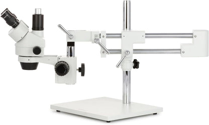 AmScope SM-4TP - Microscopio Profesional de Zoom estéreo trinocular con Control de Enfoque simultáneo, oculares WH10x, Aumento 7X-45X, Lente de Zoom 0.7X-4.5X, iluminación Ambiental, Soporte de Brazo
