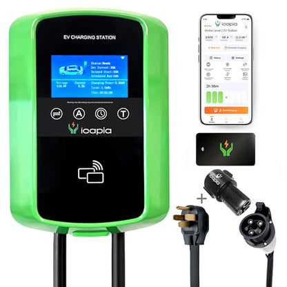 Sapphire - Cargador EV de nivel 2 de 40 a 48 amperios, enchufe NEMA 14-50 o cable duro, cable SAE J1772 de 25 pies, adaptador Tesla, estación de carga inteligente para automóvil eléctrico ‎ICACH50-S
