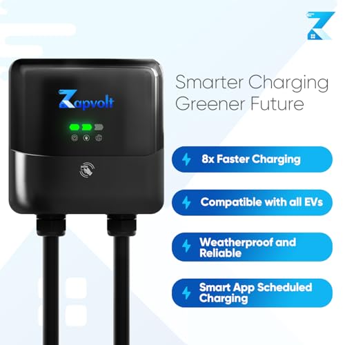 Cargador EV de nivel 2 40Amp 240V 9.6kW - Estación de carga inteligente de pared de 25 pies para el hogar, J1772 NEMA 14-50, con cubierta de puerto de cargador EV impermeable, tarjeta RFID