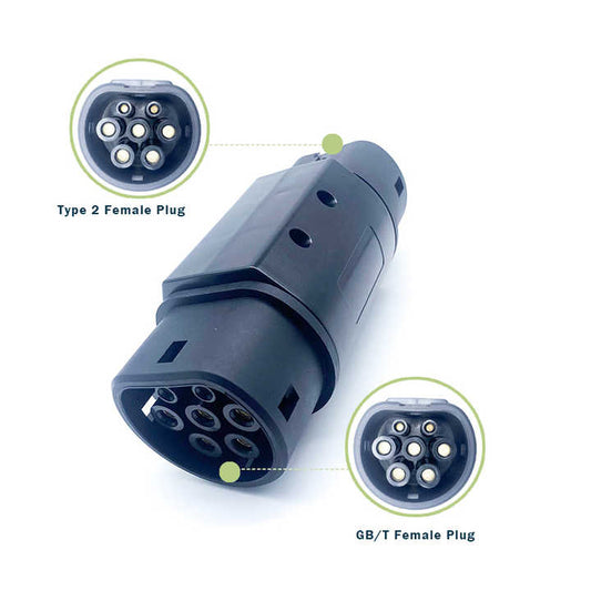 Adaptador de cargador 32A 22KW EV GBT a Tipo 2 adaptador de enchufe EV para coche eléctrico estándar Chino de cargador GB/T a IEC 62196-2 EV