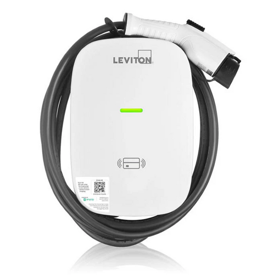 Leviton EV 80A Level 2 Electric Vehicle Charging Station, 18 Ft. Cable, Wi-Fi LVEV80W