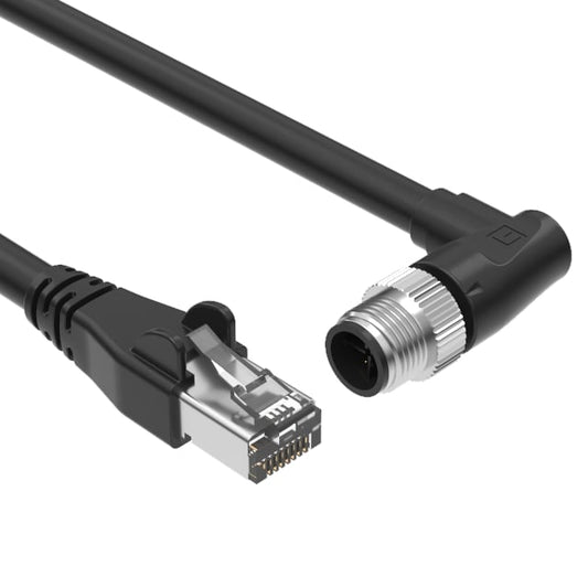 Tensility International Corp 10-06560 M12 X-Code Circular 08 pos macho, ángulo recto a RJ45, 8p8c 4.92' (1.50m)