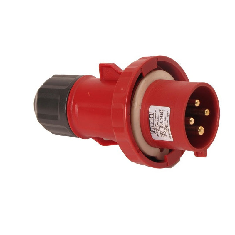 Famatel USA 14302 * Pin y manguito (3P4W) Clavija de conexión, clavijas macho 32A 400VCA