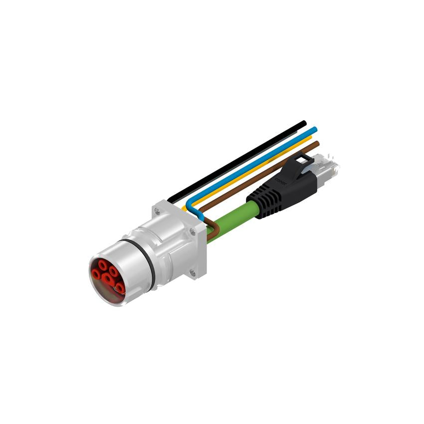 Amphenol CONEC 58-22006 58 Circular, hembra y de 09 pos, ángulo recto a RJ45, 8p4c y conductores 1.64' (500.0mm)