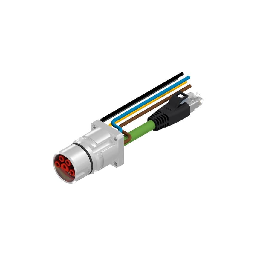 Amphenol CONEC 58-22007 58 Circular, hembra y de 09 pos, ángulo recto a RJ45, 8p4c y conductores 3.28' (1.00m)