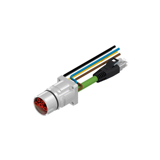 Amphenol CONEC 58-22007 58 Circular, hembra y de 09 pos, ángulo recto a RJ45, 8p4c y conductores 3.28' (1.00m)