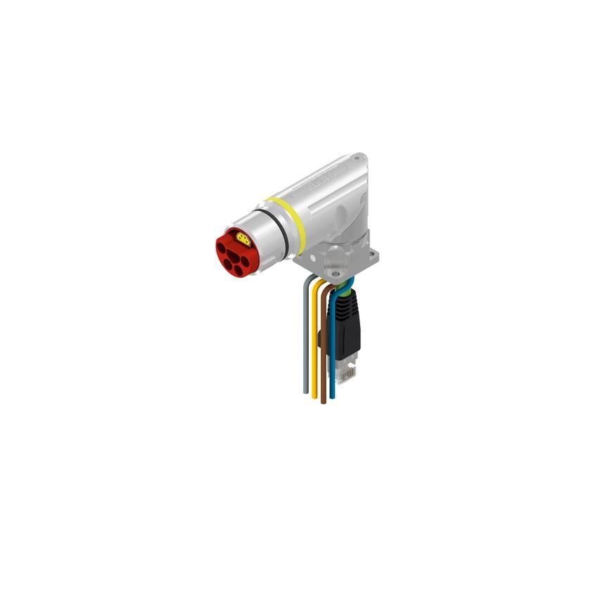Amphenol CONEC 58-22014 58 Circular, hembra y de 09 pos, ángulo recto a RJ45, 8p4c y conductores 3.28' (1.00m)