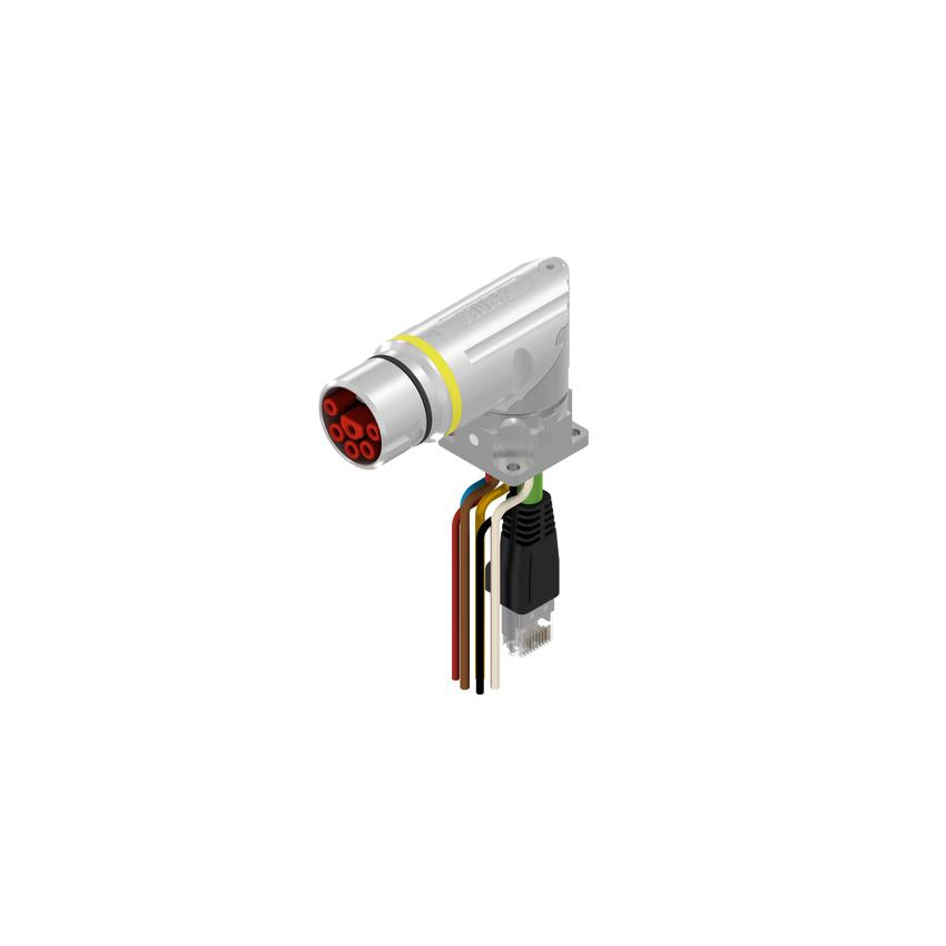Amphenol CONEC 58-22020 58 Circular, macho y de 10 pos, ángulo recto a RJ45, 8p4c y conductores 1.64' (500.0mm)