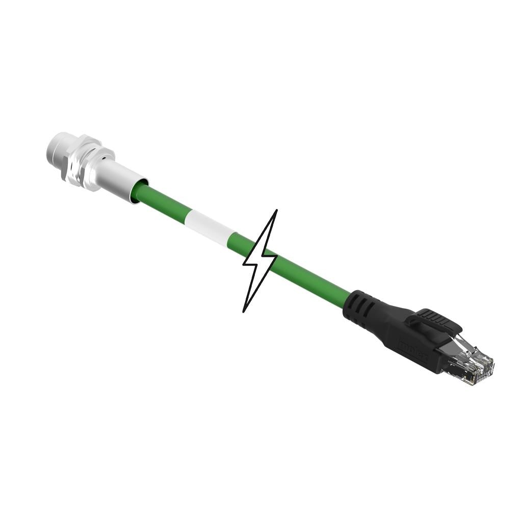 Molex 1201080252 120108 Circular de 04 pos macho a RJ45, 8p4c 3.28' (1.00m)