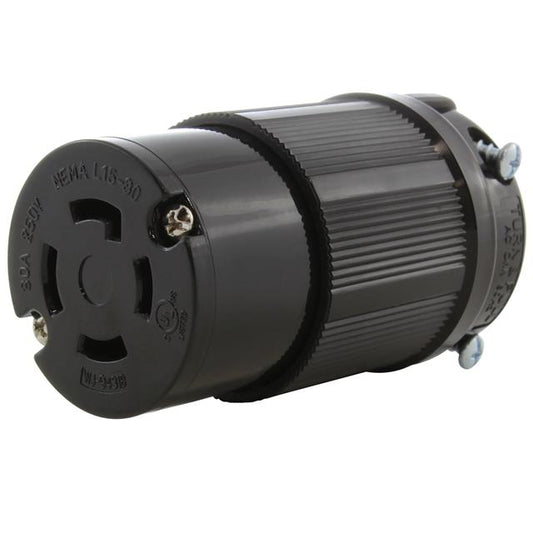 AC Connectors ASL1530R-BK AC WORKS® NEMA L15-30R Clavija de conexión, enchufes hembra 30A 250VCA, 3 fase