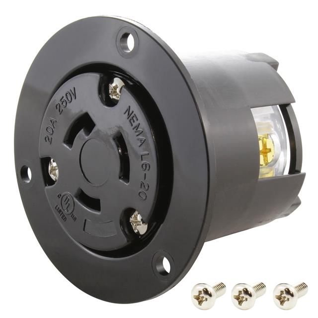 AC Connectors ASOUL620R AC WORKS® NEMA L6-20R Clavija de conexión, enchufes hembra 20A 250V