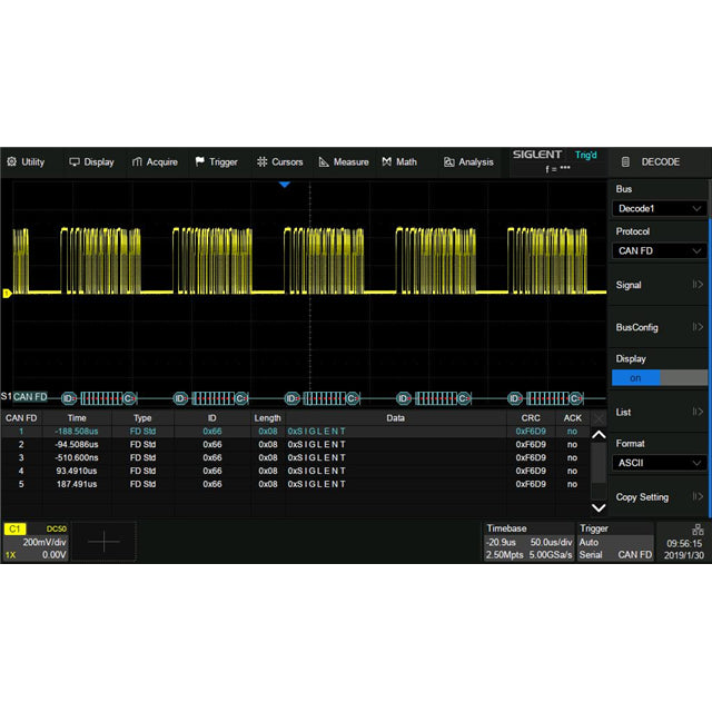 Siglent Technologies NA, Inc. SDS-5000X-CANFD - Osciloscopio Decode Activation License